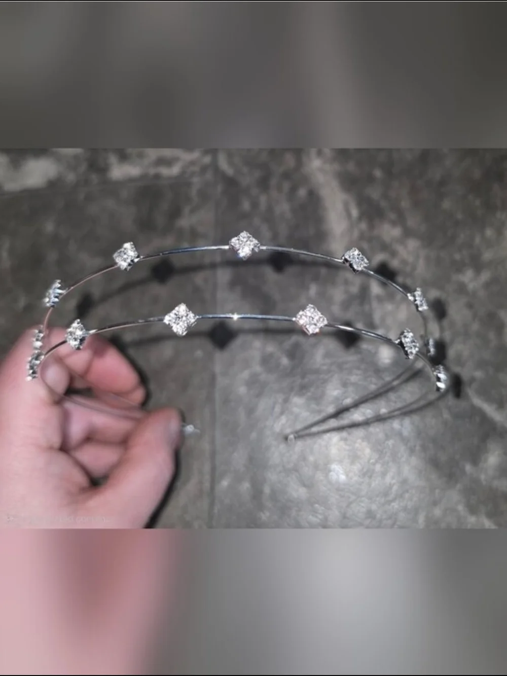 Silver Metal Thin Double Row Headband With Crystal Embellishments BNIB